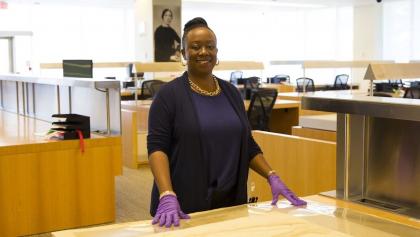 smiling woman standing in a classroom from the article ‘Centre Black lives’: Natasha Henry on changing how people look at Canada’s history